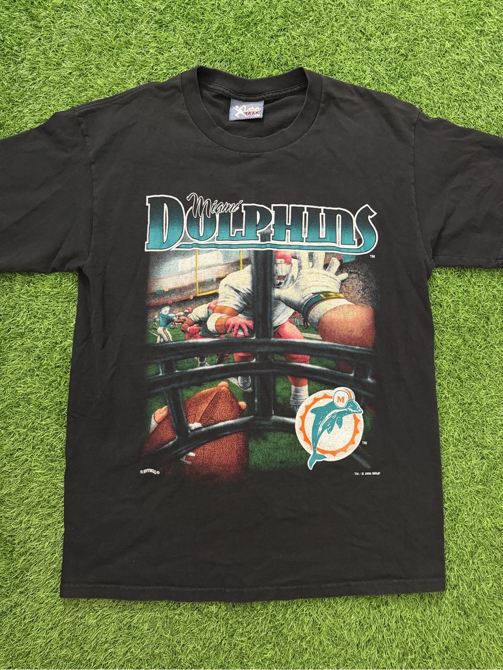 Vintage Miami Dolphins Lee Sport Football Black T-Shirt Size Large